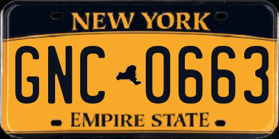 NY license plate GNC0663