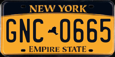 NY license plate GNC0665