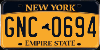 NY license plate GNC0694