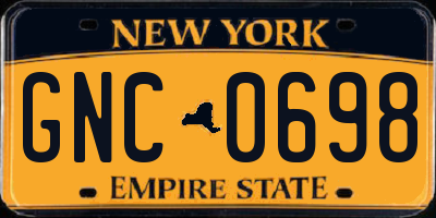 NY license plate GNC0698