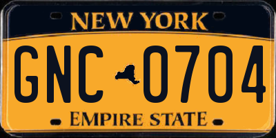 NY license plate GNC0704