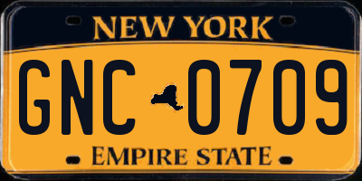NY license plate GNC0709