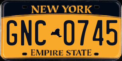 NY license plate GNC0745