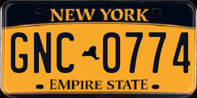 NY license plate GNC0774
