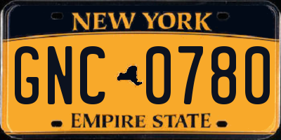 NY license plate GNC0780