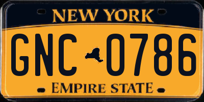 NY license plate GNC0786