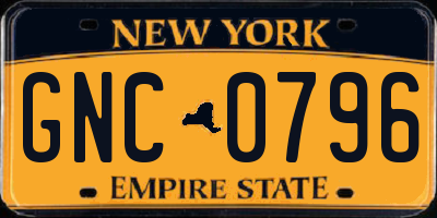 NY license plate GNC0796