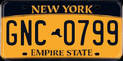 NY license plate GNC0799