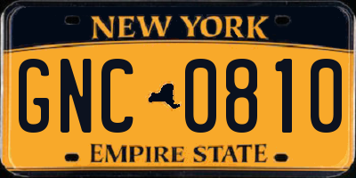 NY license plate GNC0810