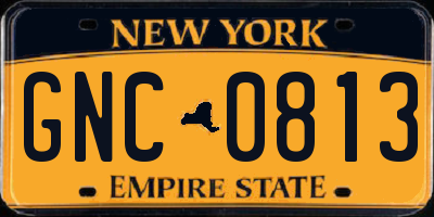 NY license plate GNC0813