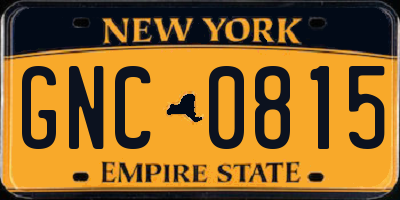 NY license plate GNC0815