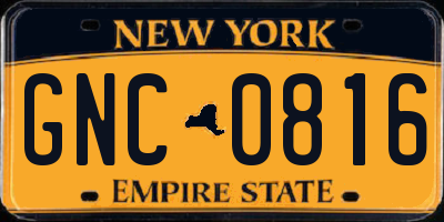 NY license plate GNC0816