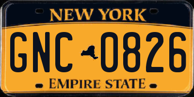 NY license plate GNC0826