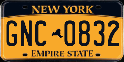 NY license plate GNC0832