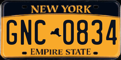 NY license plate GNC0834
