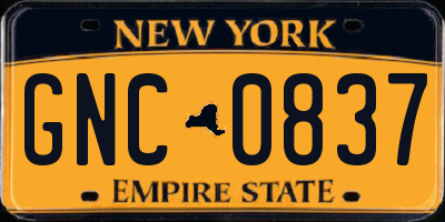 NY license plate GNC0837