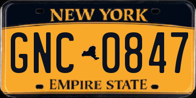 NY license plate GNC0847