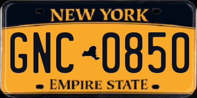 NY license plate GNC0850