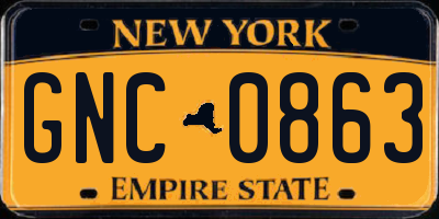 NY license plate GNC0863