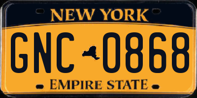 NY license plate GNC0868