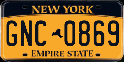 NY license plate GNC0869