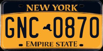 NY license plate GNC0870