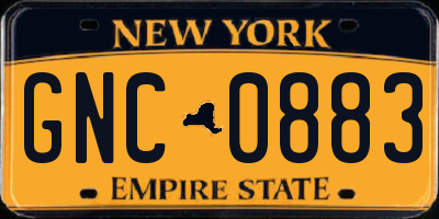 NY license plate GNC0883