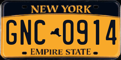 NY license plate GNC0914