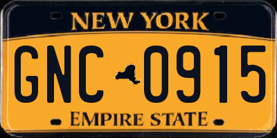 NY license plate GNC0915