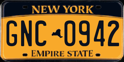 NY license plate GNC0942