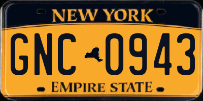 NY license plate GNC0943