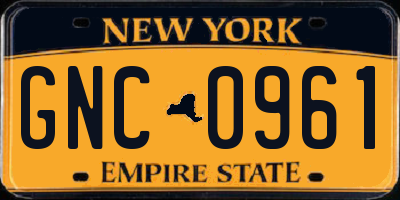 NY license plate GNC0961
