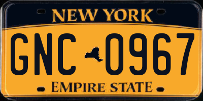 NY license plate GNC0967