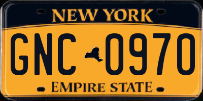 NY license plate GNC0970