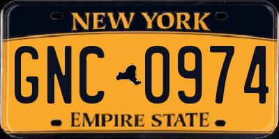 NY license plate GNC0974
