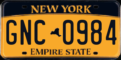 NY license plate GNC0984