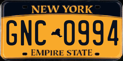 NY license plate GNC0994