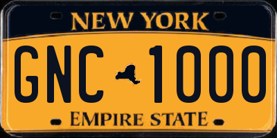 NY license plate GNC1000