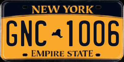 NY license plate GNC1006