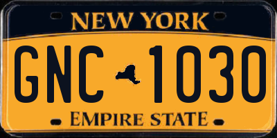 NY license plate GNC1030