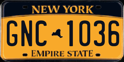 NY license plate GNC1036