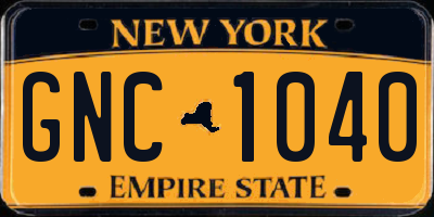 NY license plate GNC1040