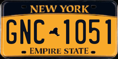 NY license plate GNC1051