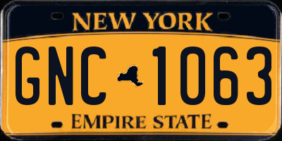NY license plate GNC1063