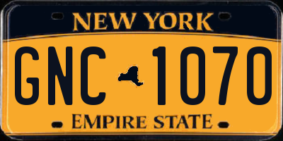 NY license plate GNC1070