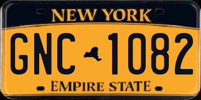 NY license plate GNC1082