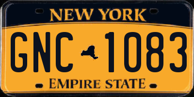 NY license plate GNC1083