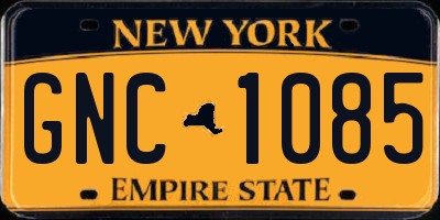 NY license plate GNC1085