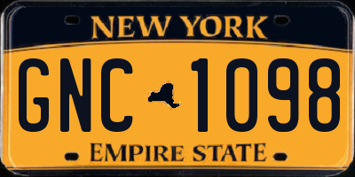 NY license plate GNC1098