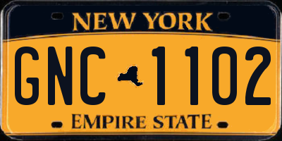 NY license plate GNC1102
